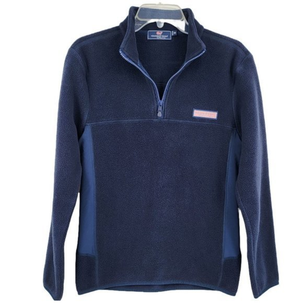 Vineyard Vines by Ian & Shep Mens X Small Blue Pink Fleece Long Sleeve Zip Shirt